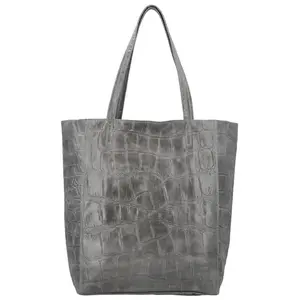 Dámská kožená kabelka na rameno šedá - Delami Vera Pelle Rista