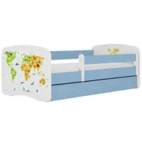 Dětská postel Babydreams+SZ+M modrá 80x180 Mapa světa
