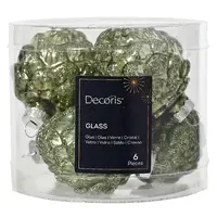 Vianočné ozdoby šišky sklenené 6 ks zelené Ø5 cm h7 cm 9011113