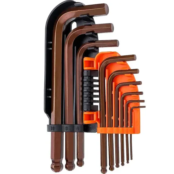 Imbusové kľúče s guľovou koncovkou, S2, 1,5-10 mm, 9 ks,