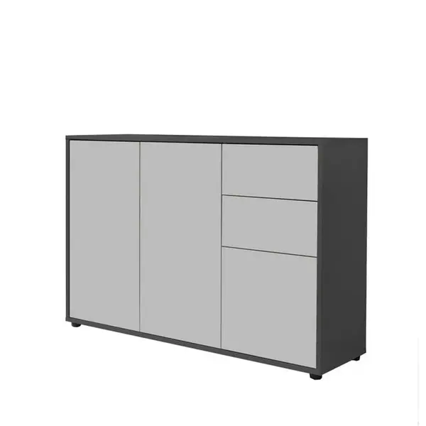 MID.YOU KOMODA, antracitová, bílá, 105,5/73/33 cm