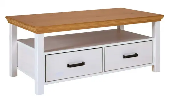 Konferenčný stolík z masívu malcolm - biela/dub
