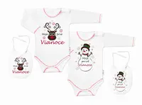 Baby Nellys Body dlouhý rukáv Moje prvé Vianoce, Sněhulák, bílé