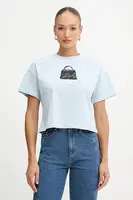 Bavlněné tričko Karl Lagerfeld dámské, modrá barva, B1W17026