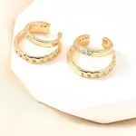 Brass Micro Pave Clear Cubic Zirconia Cuff Earrings