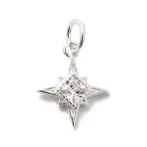 925 Sterling Silver Pave Clear Cubic Zirconia Star Charms