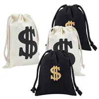 4Pcs 2 Colors Canvas Drawstring Bags