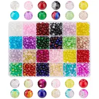 24 Colors Spray Painted Crackle Glass Beads
