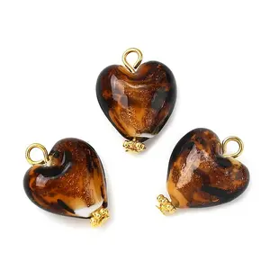 Handmade Gold Sand Lampwork Pendants