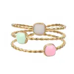 304 Stainless Steel Square Open Cuff Ring with Enamel