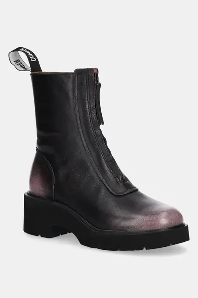 Kožené kotníkové boty Camper Milah dámské, černá barva, na podpatku, K400776-008