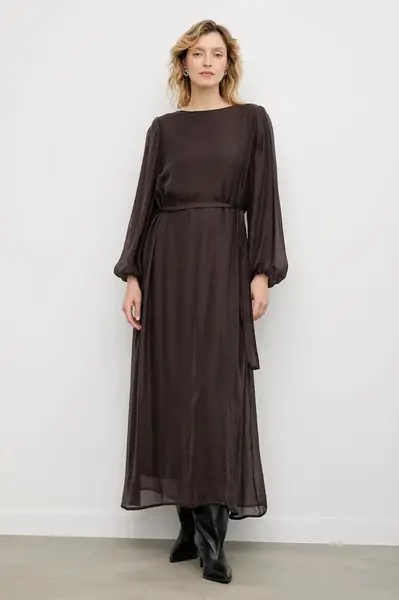 Šaty Answear.LAB hnědá barva, maxi, oversize