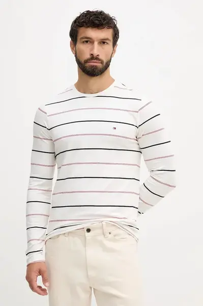 Tričko s dlouhým rukávem Tommy Hilfiger bílá barva, MW0MW41379