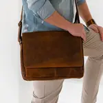 Pánska kožená taška cez rameno Greenwood Agust - hnedá