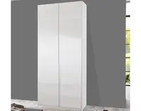 Šatní skříň New York D, 90 cm, bílá/bílý lesk