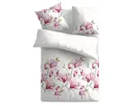 Povlečení Emerald, bílé s růžovými květy