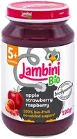 LAMBINI BIO Demeter příkrm jablko, jahoda a malina 190 g