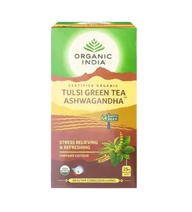 ORGANIC INDIA Tulsi se zeleným čajem a Ašvagandou BIO 25 ks