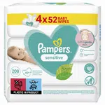 PAMPERS Sensitive Vlhčené ubrousky 4 x 52 ks