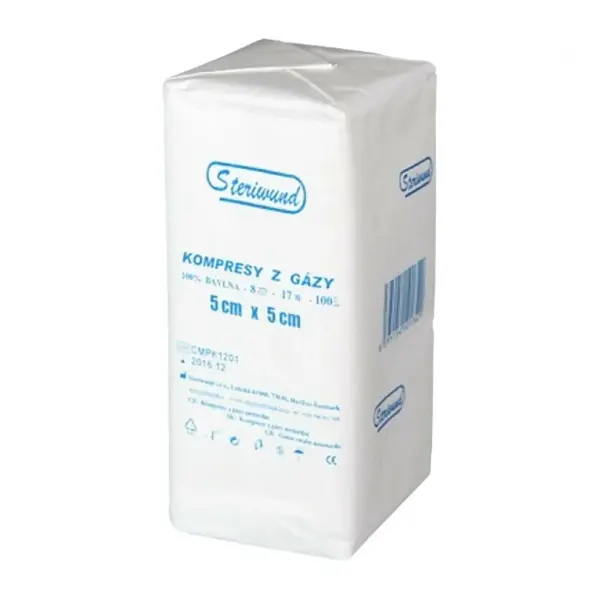 STERIWUND Kompres netkaná textília nesterilná 5 x 5 cm 100 kusov