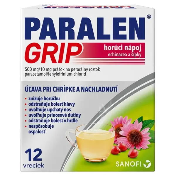 PARALEN GRIP horúci nápoj echinacea a šípky plo por 500 mg/10 mg 12 vrecúšok