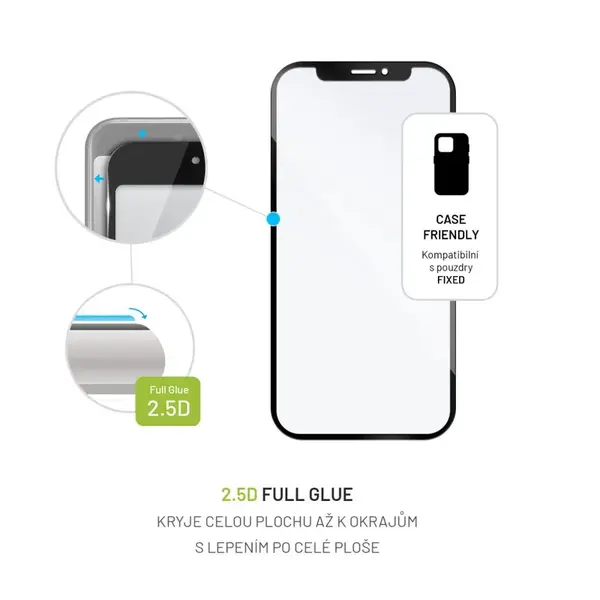 Tvrzené sklo FIXED Full-Cover pro Xiaomi Redmi Note 12 Pro+, černá