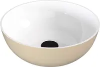 Polysan Banera - Umývadlo na dosku, priemer 39 cm, bez prepadu, bez otvoru na batériu, matná béžová/biela 14337.82