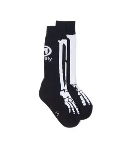 Meatfly ponožky Bones Long Black | Bílá | Velikost L