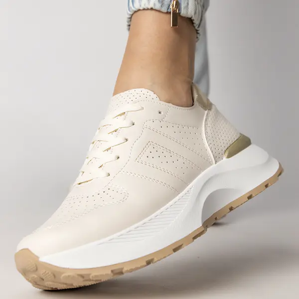 Gemre Beige sports sneakers with a gold insert Lenkuta