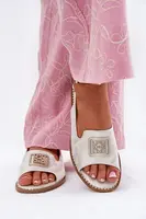 S. BARSKI Elegantní Dámské Sandály Na Plochém Podpatku S Dekorací S.Barski