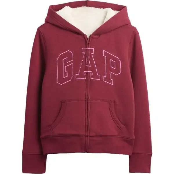 GAP V-FRCH LOGO COZY FZ Dívčí zateplená mikina, vínová, velikost