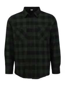 Urban Classics Košeľa  tmavozelená / čierna