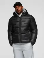 Ombre Men's quilted puffer jacket with hood - black