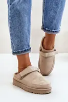 Boto Dámské pantofle zateplené kožíškem na platformě béžové Azida