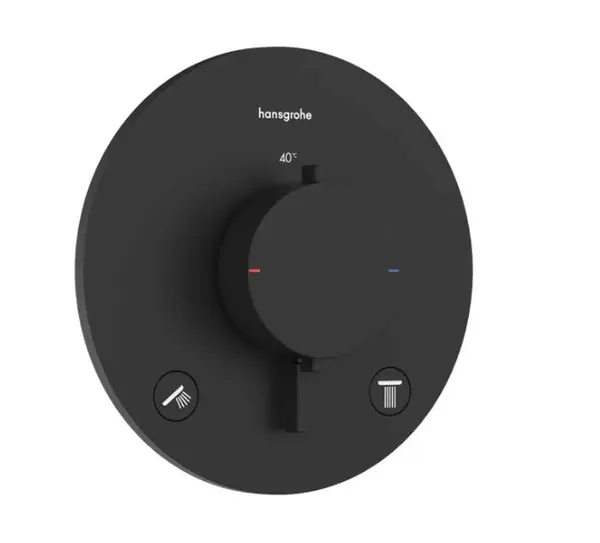 Hansgrohe Ecostat Comfort S - Termostatická baterie pod omítku, pro 2 spotřebiče, matná černá 33715670