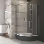 Ravak Blix - Čtvrtkruhový sprchový kout čtyřdílný BLCP4-80 Sabina, 78-80 cm, satin/čiré sklo 3B240U40Z1