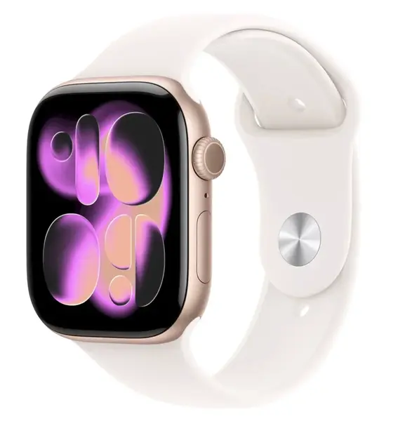 APPLE Watch 11 GPS + Cellular 46mm Růžově zlatý hliník se světle ruměným sportovním řemínkem - S/M