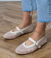 Gemre Beige mesh ballet flats with a buckle Turina