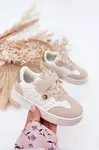 Boto Sportovní Boty Sneakers Dívčí Na Suchý Zip Béžové Zarina