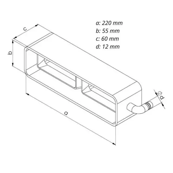 Sběrač plochý s bočním odvodem kondenzátu SBK 220 x 55 B, 0691