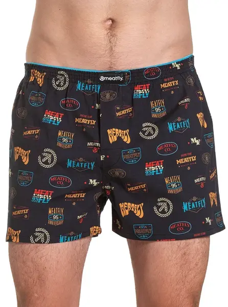 Meatfly pánské trenýrky Agostino Double Pack H - Badges | Černá | Velikost S