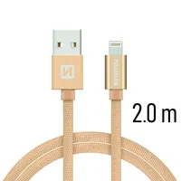 Datový kabel Swissten Textile USB Lightning 2 M, gold