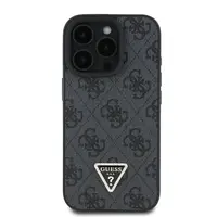 Zadní kryt Guess PU 4G Strass Triangle Metal Logo pro Apple iPhone 16 Pro, černá