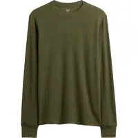 GAP V-FRCH LS WAFFLE MINI LOGO CREW Pánské tričko, khaki, velikost