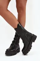 Dámské kotníkové boty z přírodní kůže na platformě Zazoo 3795 Černé