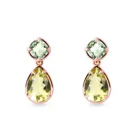 Náušnice so zeleným ametystom a lemon quartz KLENOTA