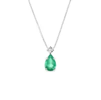 Náhrdelník z bieleho zlata so smaragdom a diamantom KLENOTA