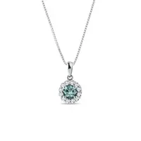 Náhrdelník z bieleho zlata s modrým a čírymi diamantmi KLENOTA