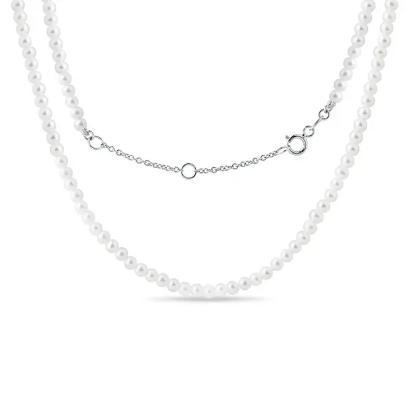 Náhrdelník s drobnými perlami v bielom 14k zlate KLENOTA