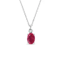 Náhrdelník s rubínem a bezel diamantem v bílém zlatě KLENOTA